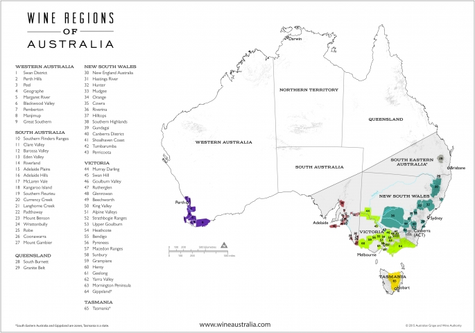 Wine Aust Map of Australia 2015